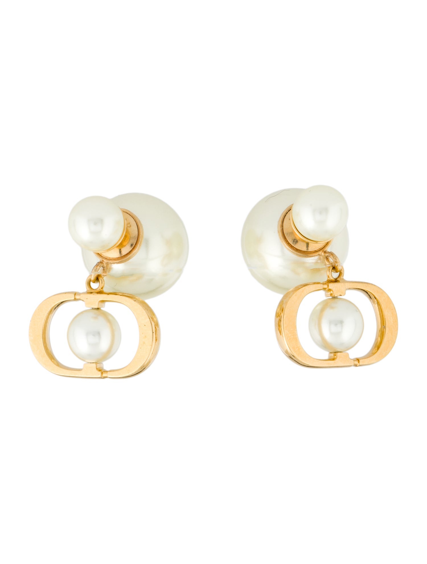 Christian Dior Faux Pearl Tribales Drop Earrings