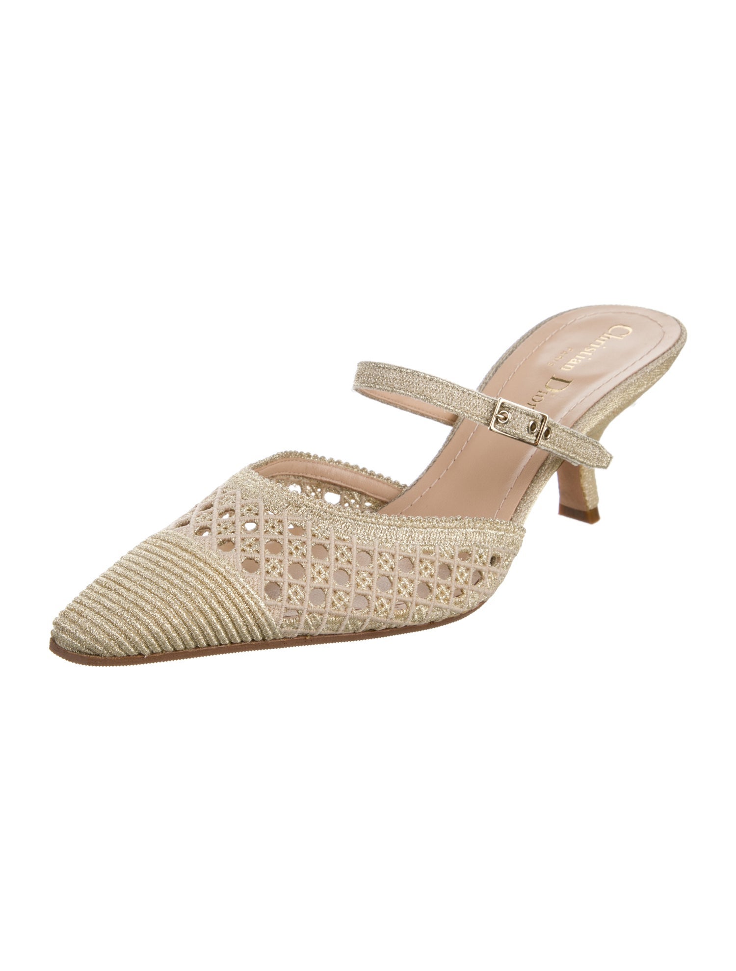 Christian Dior Cannage Pattern Cutout Accent Mules
