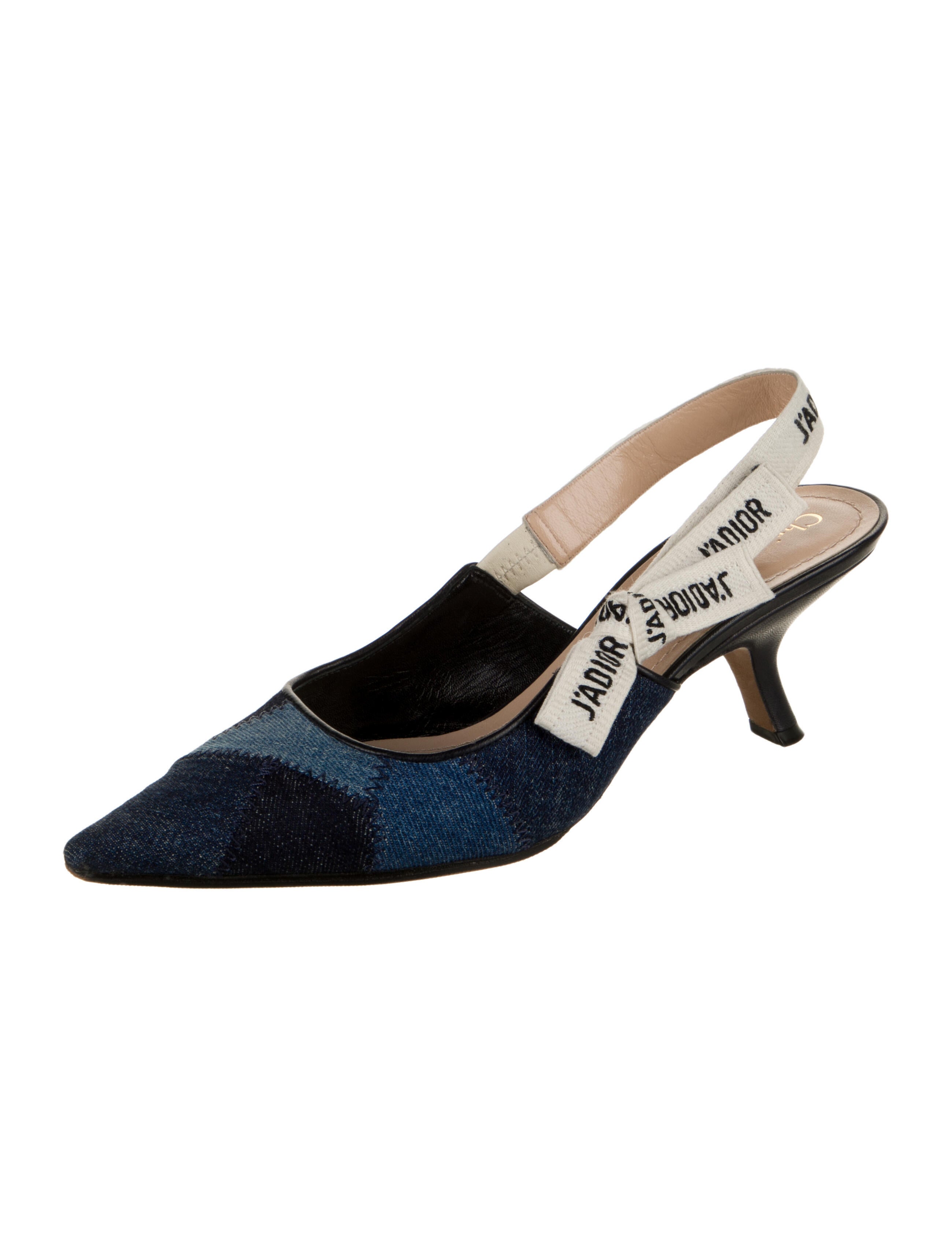 Christian Dior Denim Colorblock Pattern Slingback Pumps