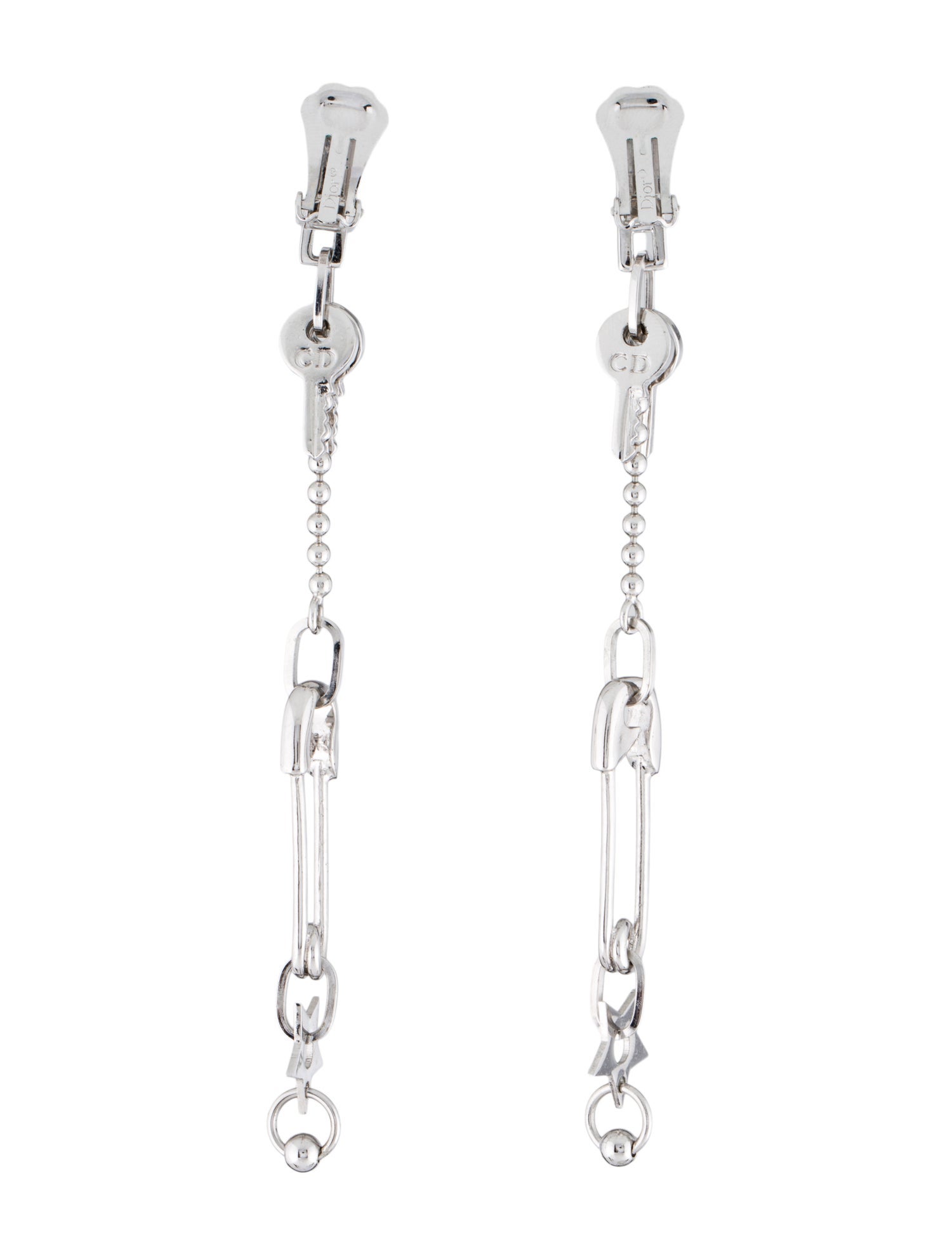 Christian Dior John Galliano Safety Pin & Keys Drop Earrings