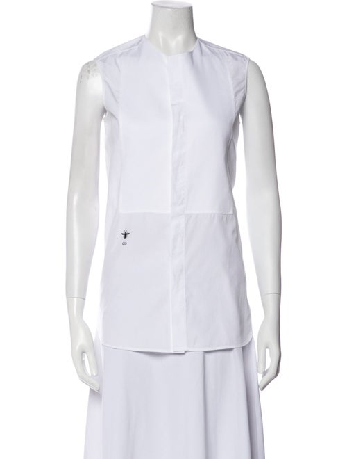 Christian Dior Crew Neck Sleeveless Button-Up Top