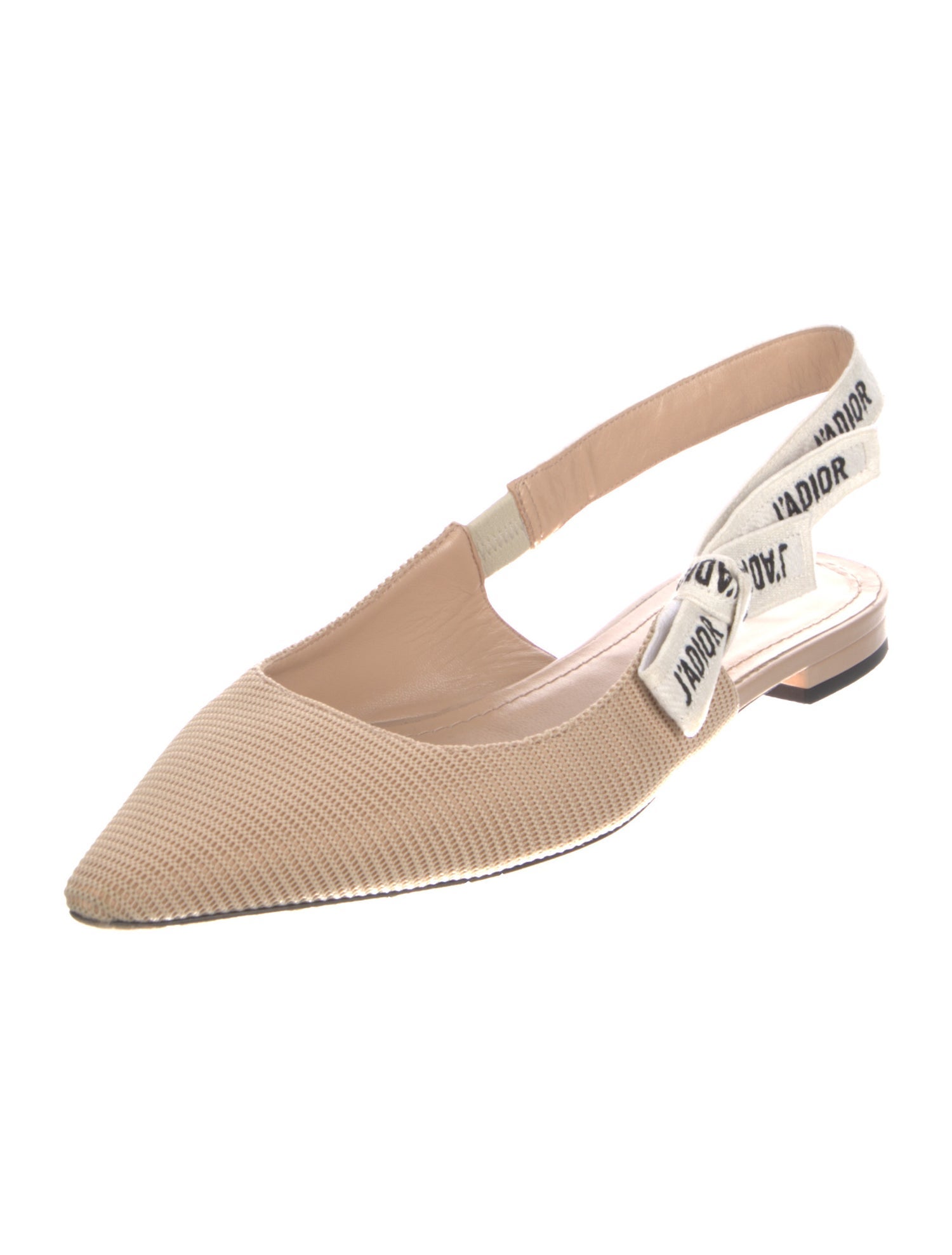 Christian Dior Canvas Bow Accents Slingback Flats