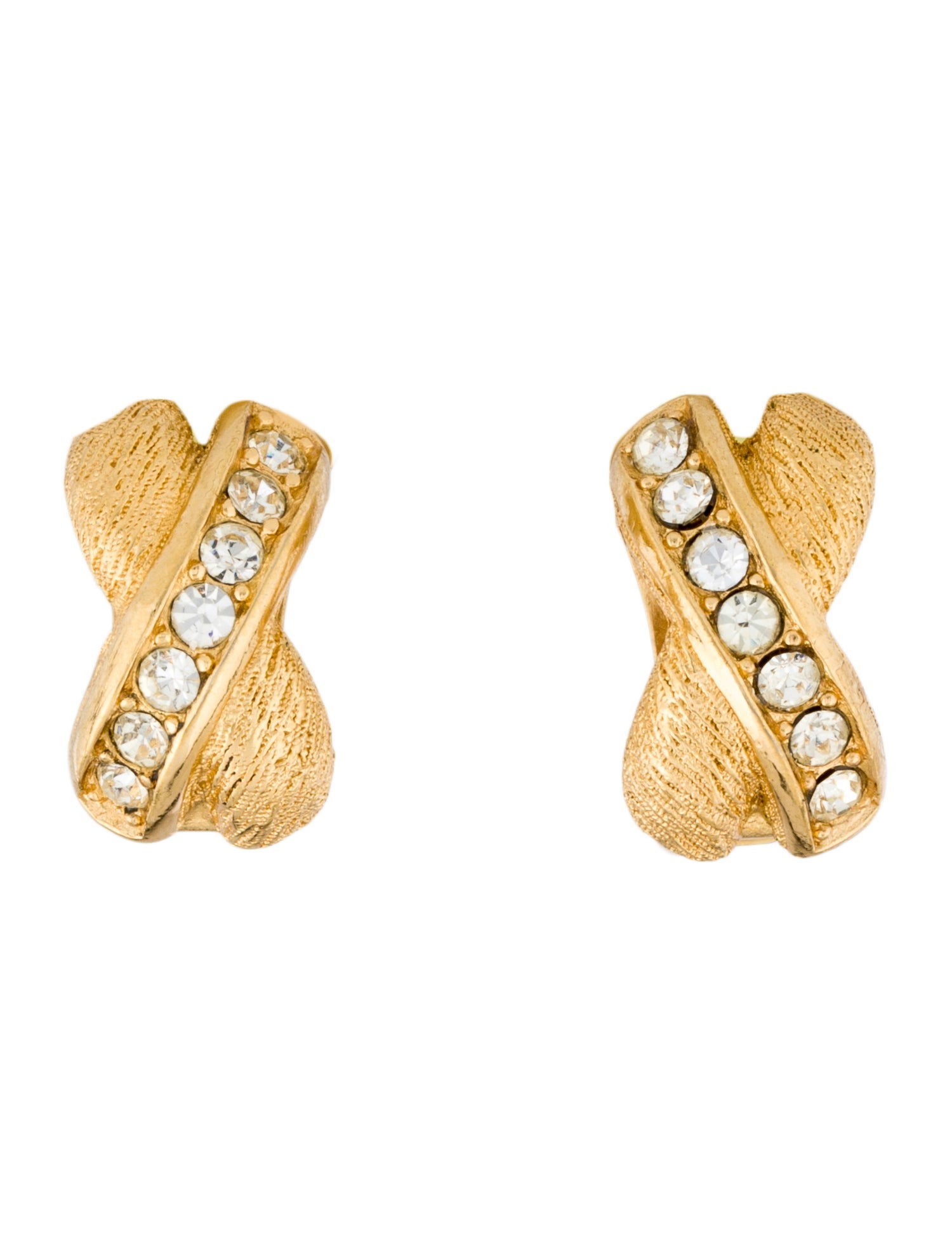 Christian Dior Vintage Crystal 'X' Stud Earrings