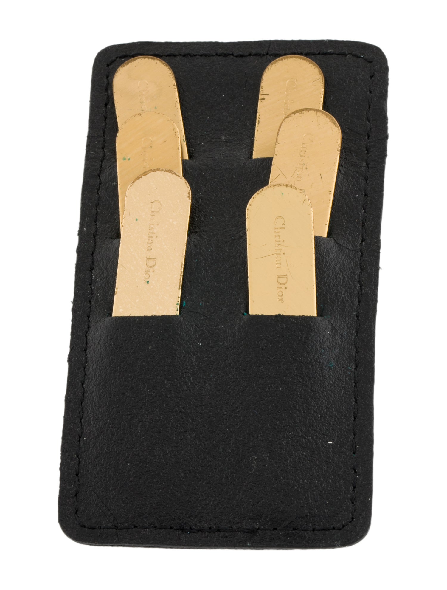 Christian Dior Men's Collar Stays & Leather Case