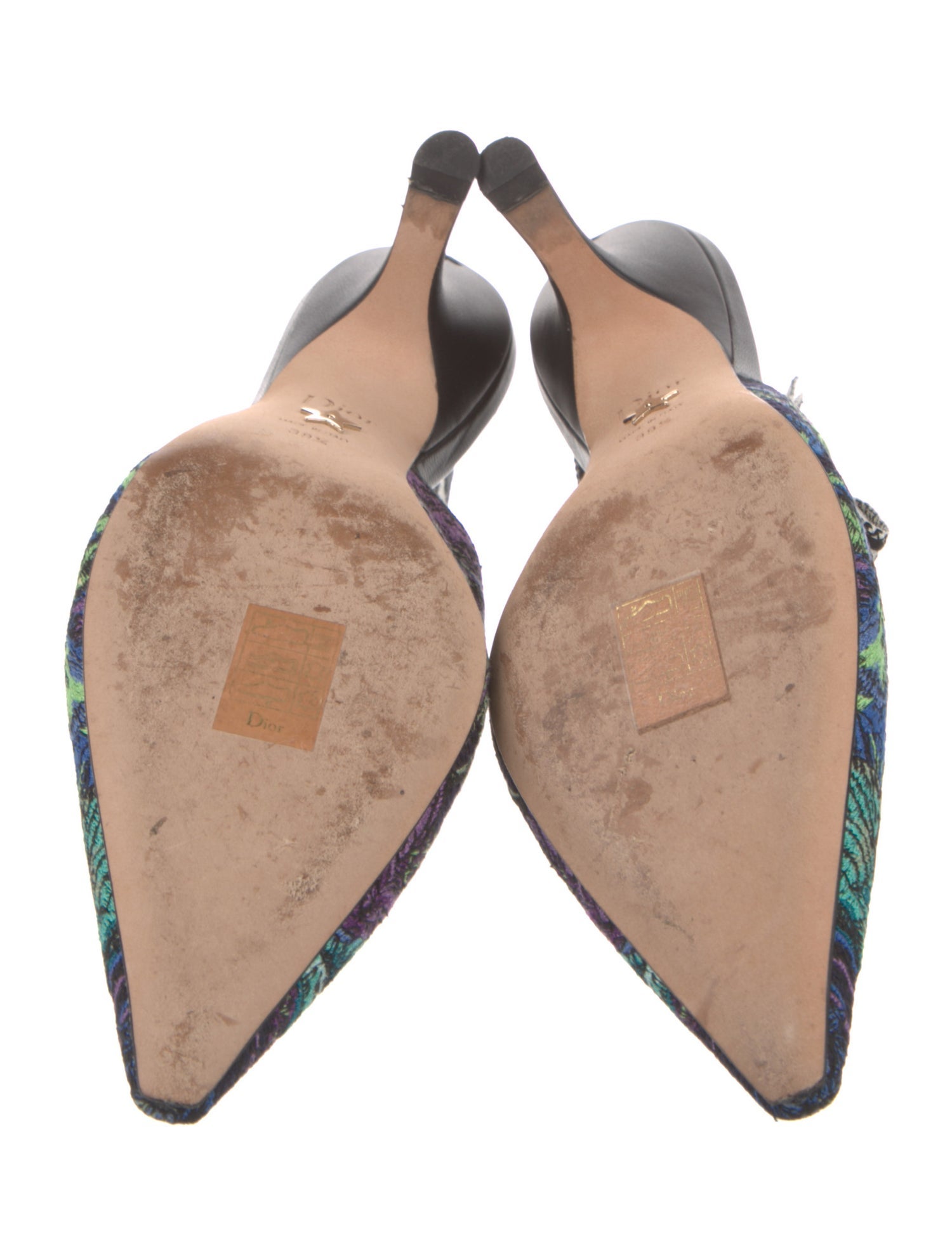 Christian Dior Canvas Floral Print Slingback Pumps