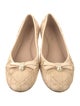 Christian Dior Faux Pearl Accents Raffia Ballet Flats