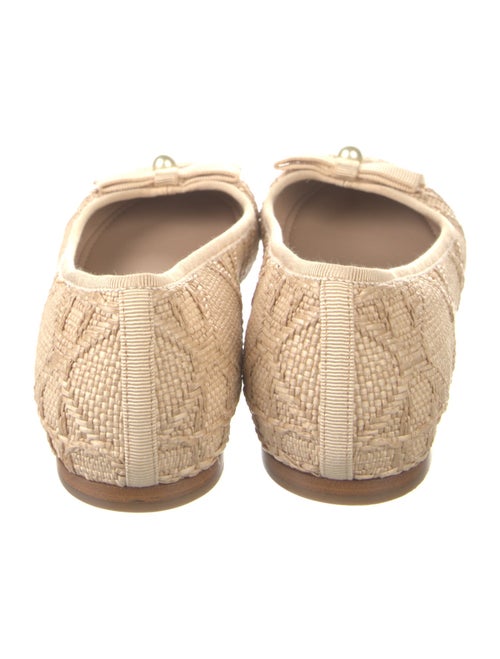 Christian Dior Faux Pearl Accents Raffia Ballet Flats