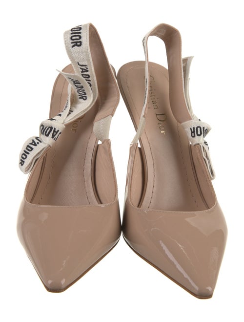 Christian Dior Patent Leather Bow Accents Slingback Pumps
