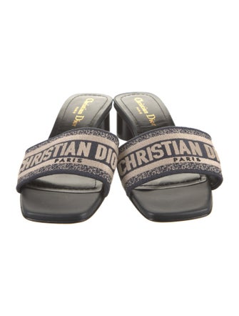 Christian Dior Printed Leather Trim Embellishment Slides