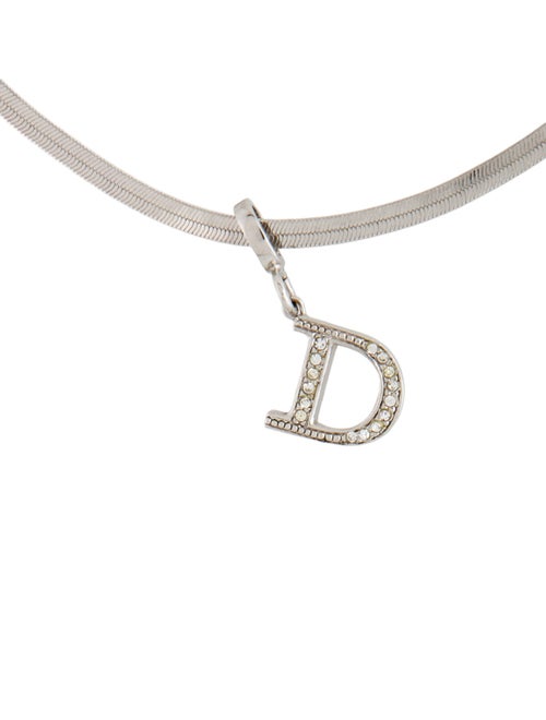 Christian Dior Crystal D Pendant Necklace