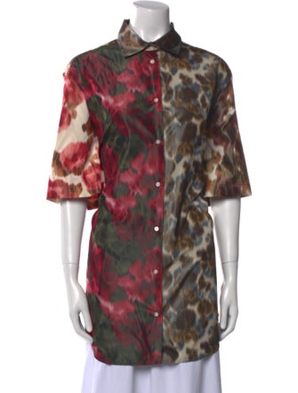 Christian Dior Silk Animal Print Button-Up Top