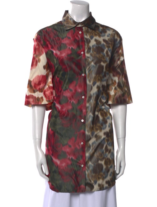 Christian Dior Silk Animal Print Button-Up Top