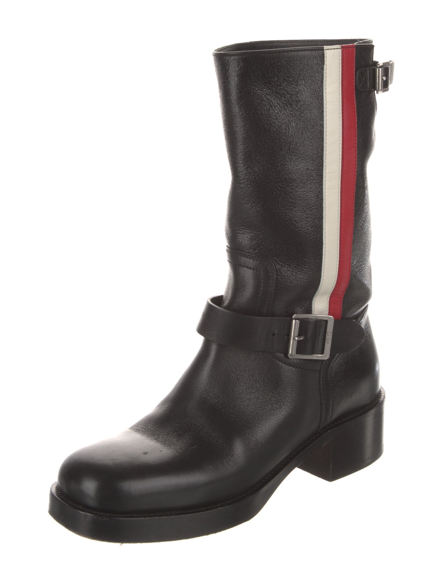 Christian Dior Leather Leather Trim Embellishment Moto Boots