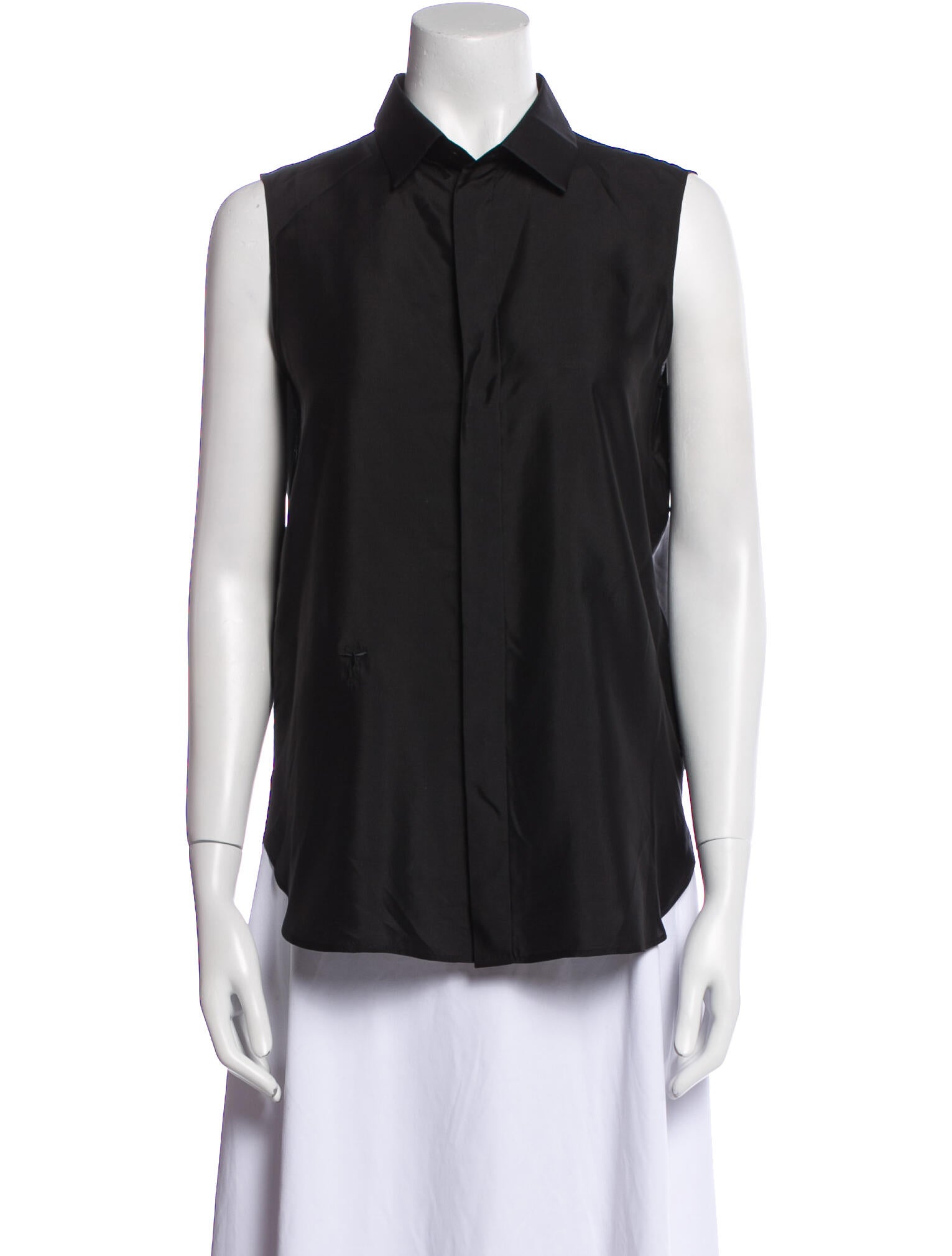 Christian Dior Silk Sleeveless Button-Up Top
