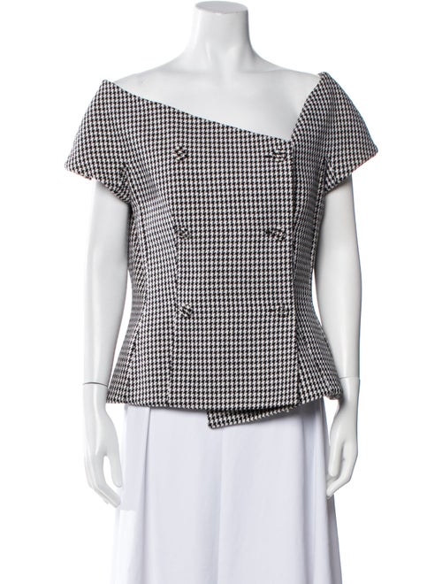 Christian Dior Virgin Wool Houndstooth Print Blouse