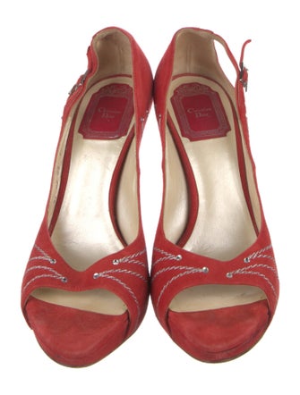 Christian Dior Diorissimo Pattern Suede Pumps
