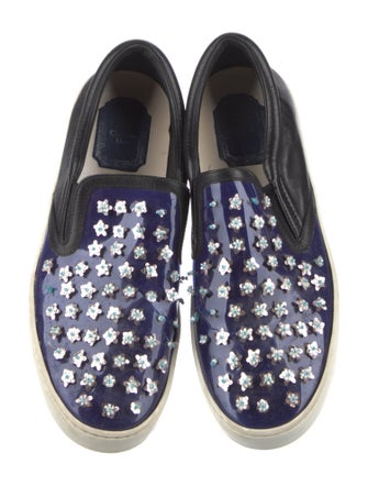 Christian Dior Leather Sequin Embellishments Espadrilles
