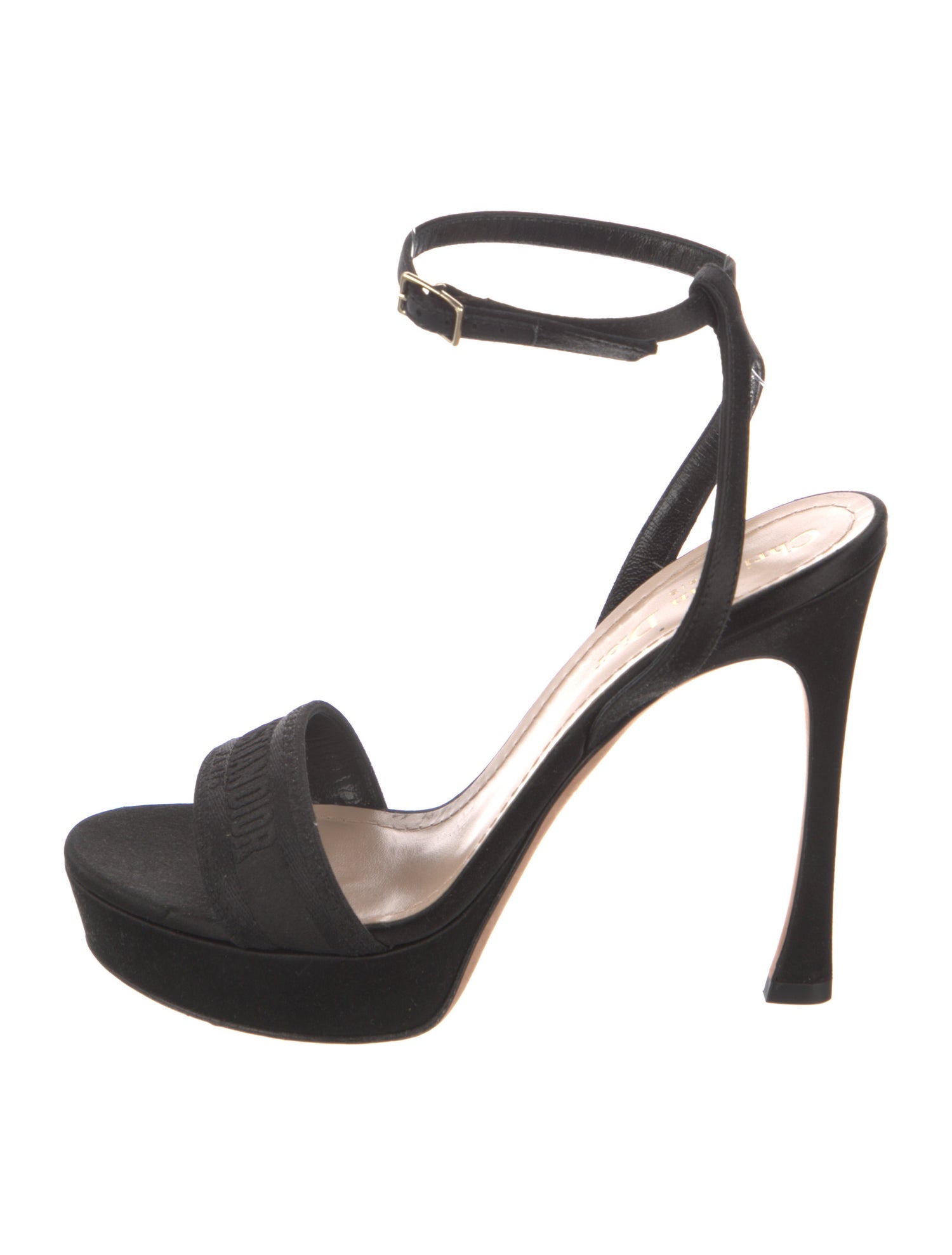 Christian Dior Satin Embroidered Accent Sandals