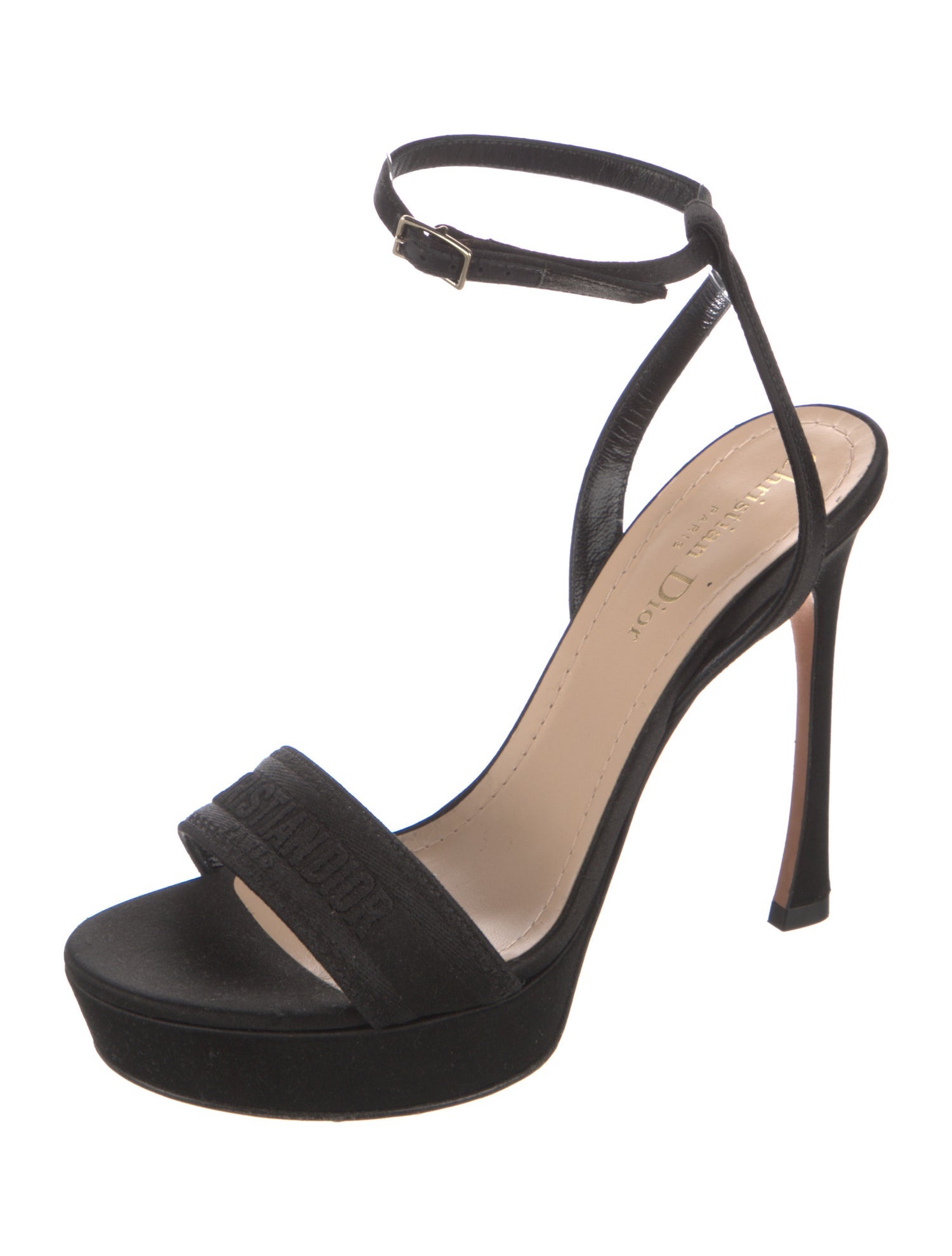 Christian Dior Satin Embroidered Accent Sandals