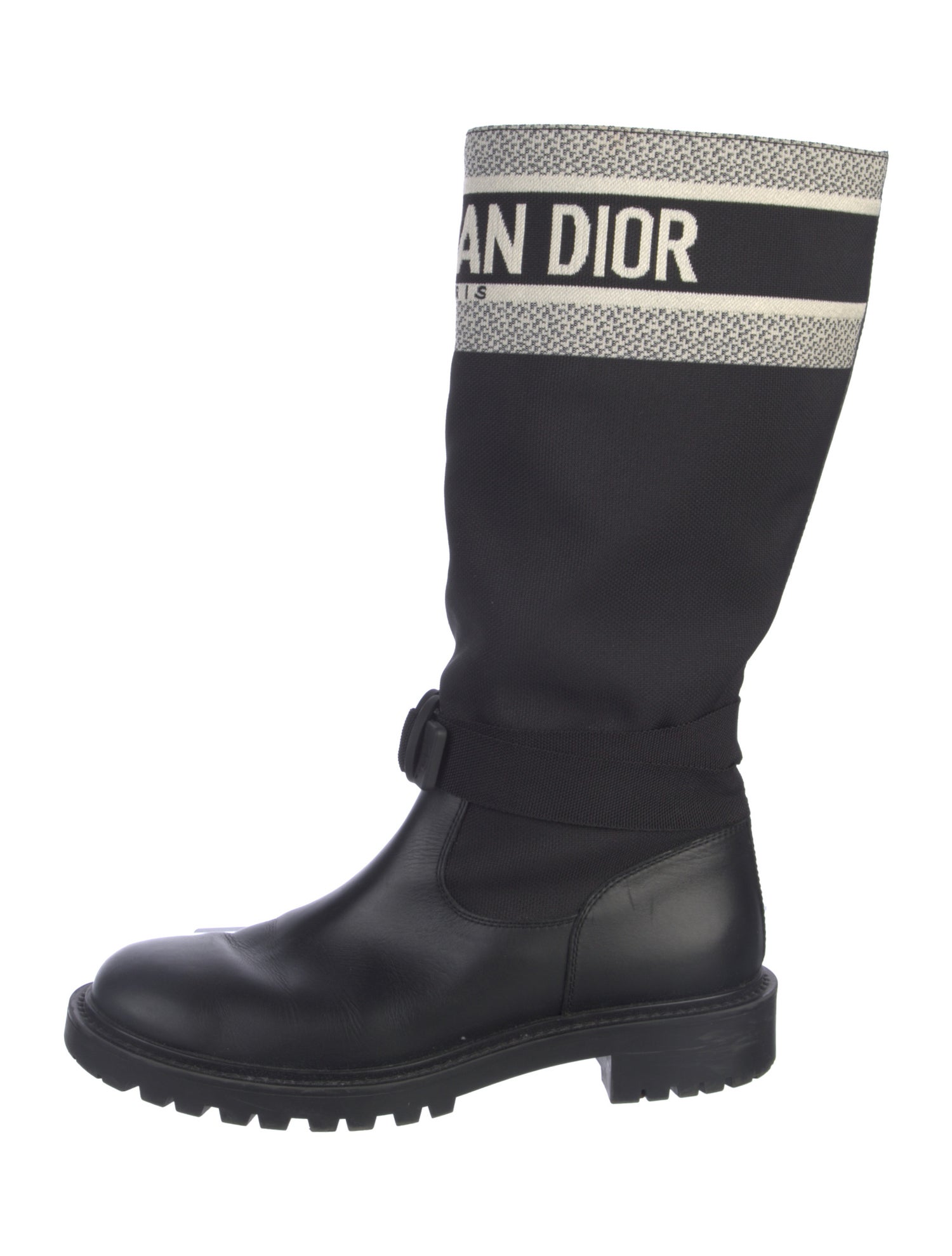 Christian Dior Canvas Printed Moto Boots