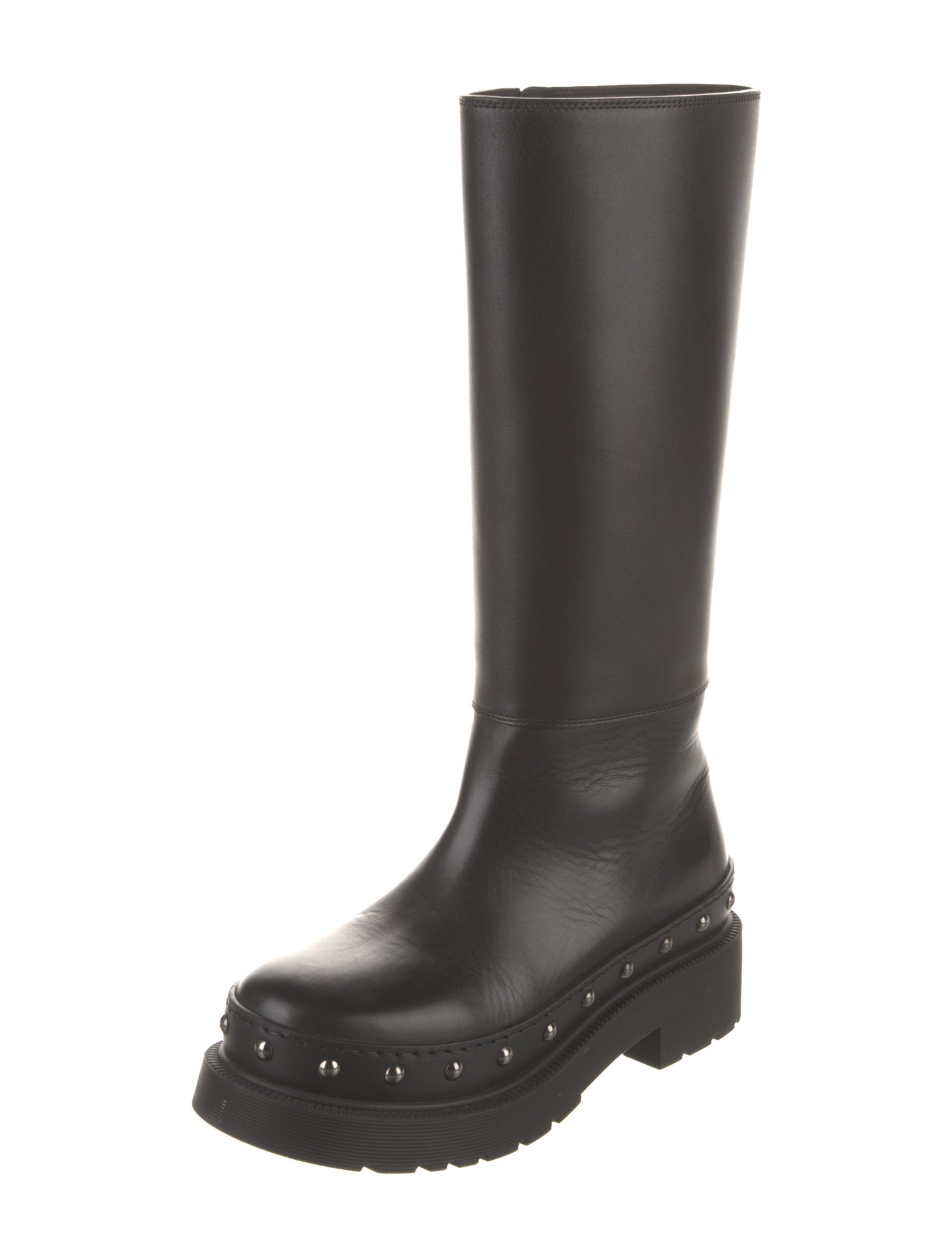 Christian Dior Leather Studded Accents Rain Boots