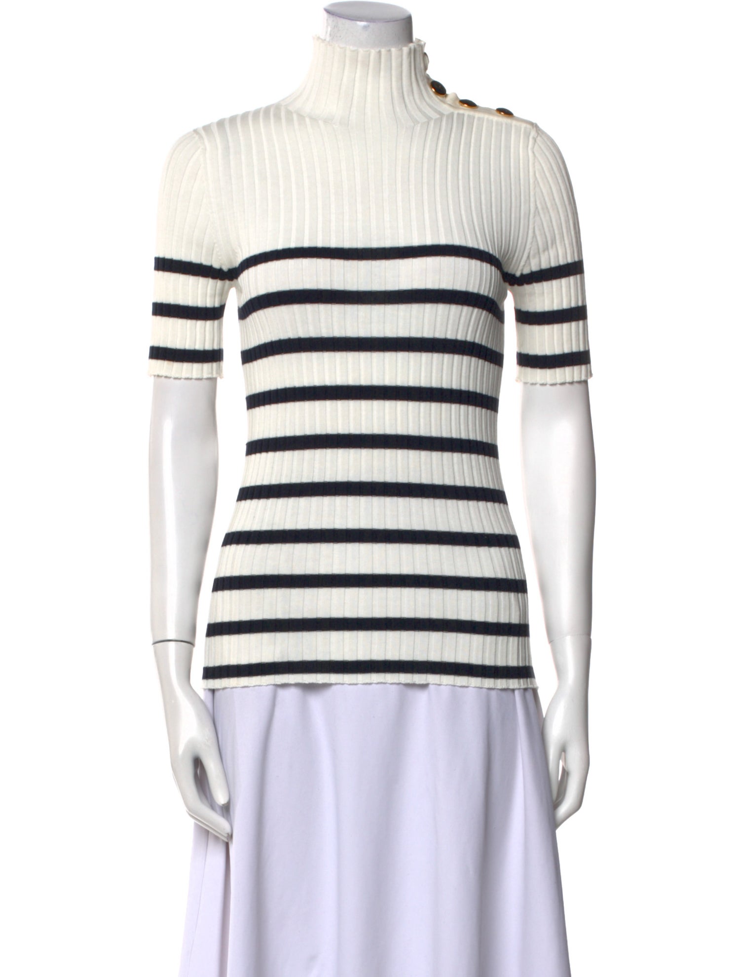 Christian Dior Striped Turtleneck Top