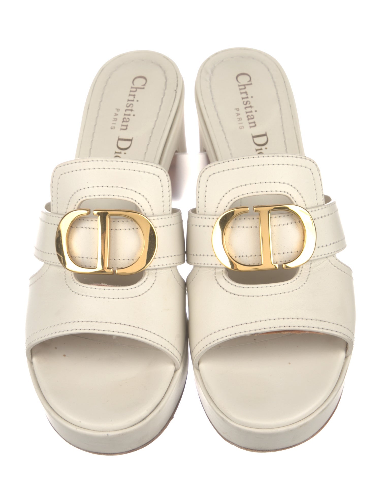 Christian Dior Leather Cutout Accent Slides