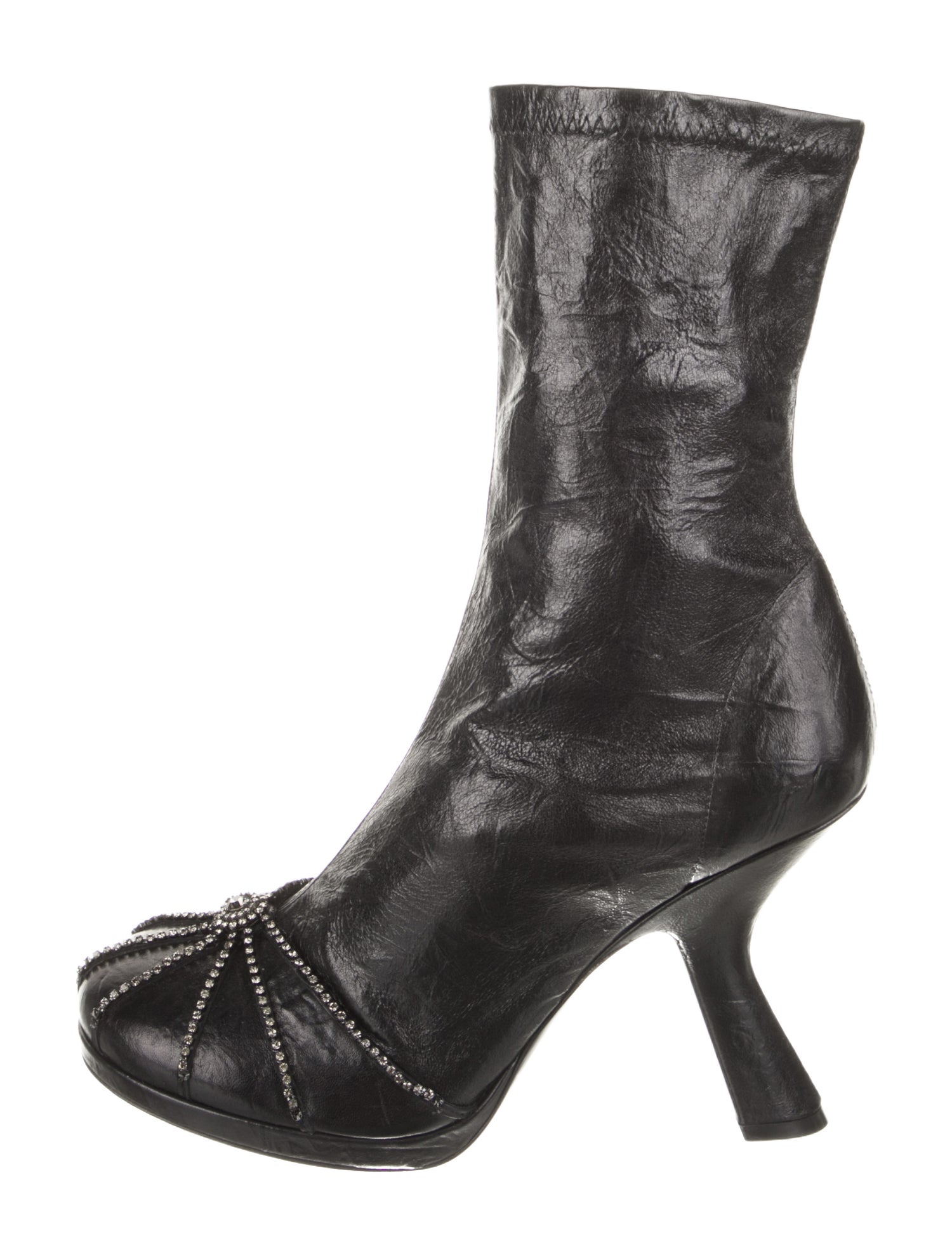 Christian Dior Leather Crystal Embellishments Boots