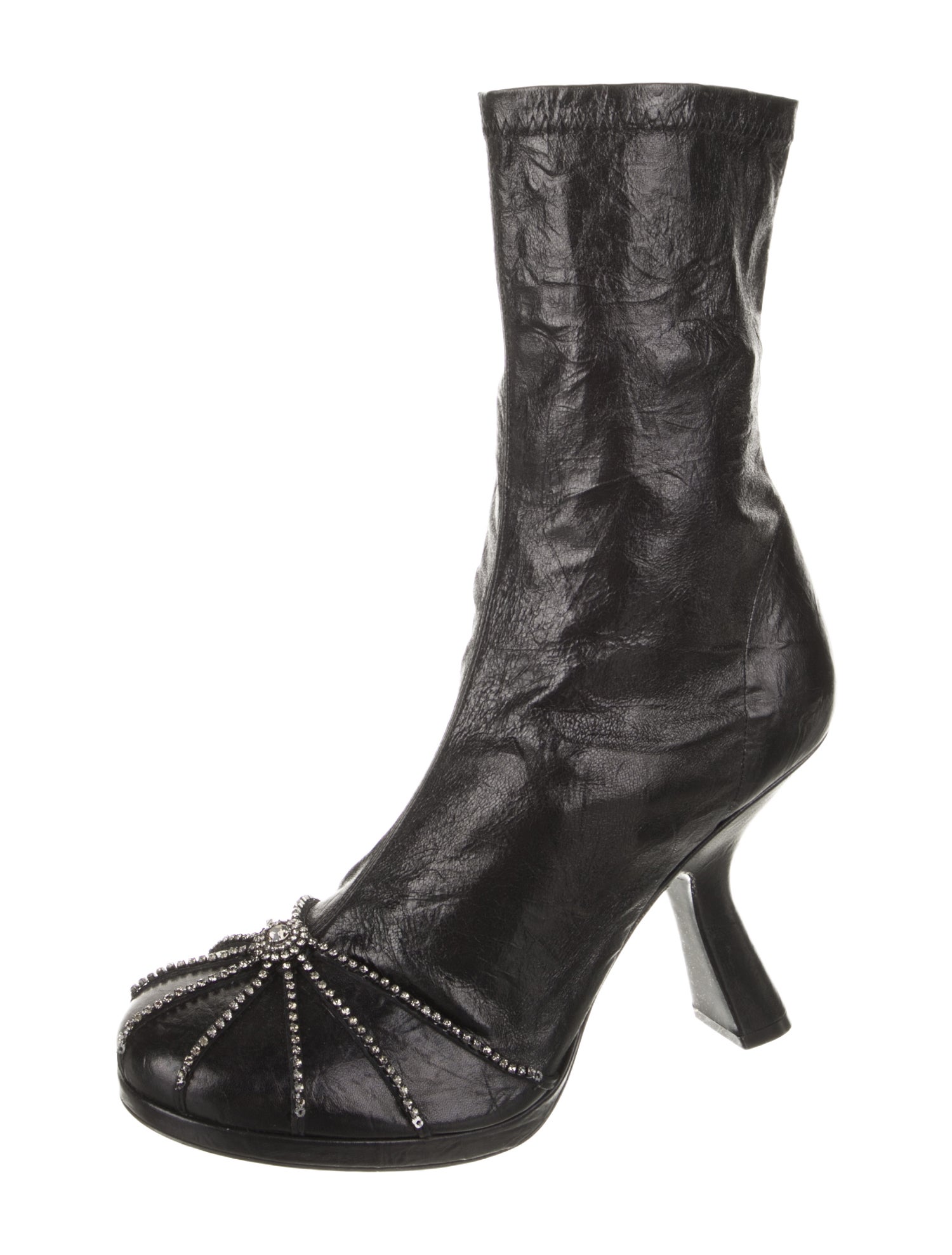 Christian Dior Leather Crystal Embellishments Boots