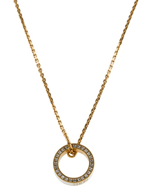 Christian Dior Crystal & Enamel Ring Pendant Necklace