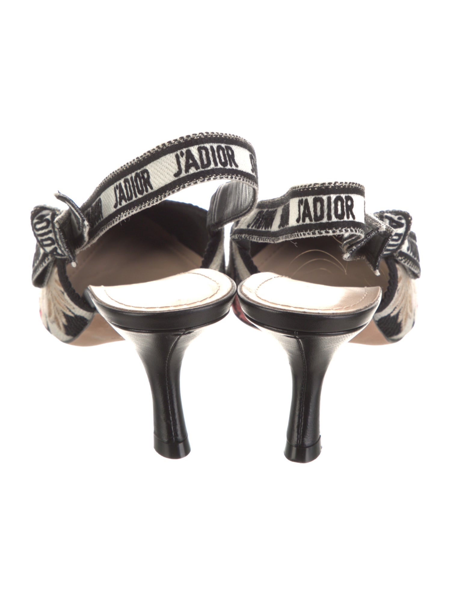 Christian Dior Floral Print Embroidered Accent Slingback Pumps