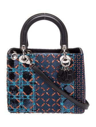 Christian Dior Cannage Dior Sequin Lady Dior Bag Mini