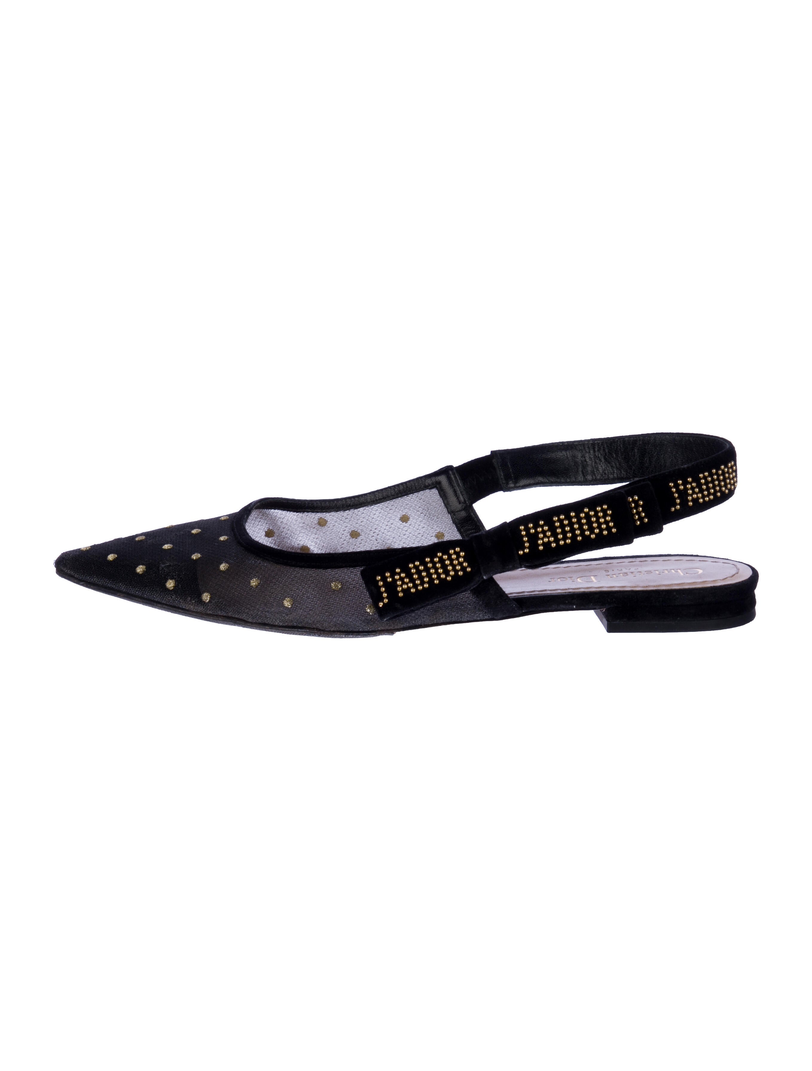 Christian Dior Mesh Graphic Print Slingback Flats