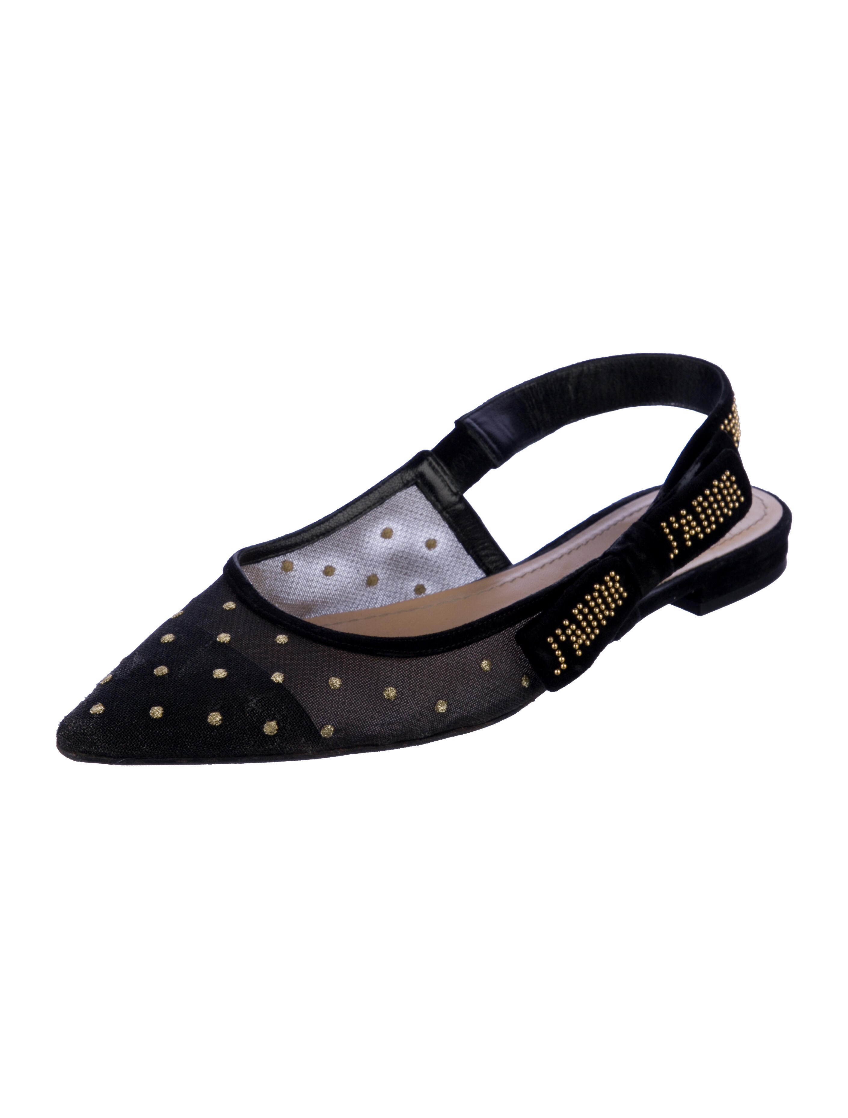 Christian Dior Mesh Graphic Print Slingback Flats