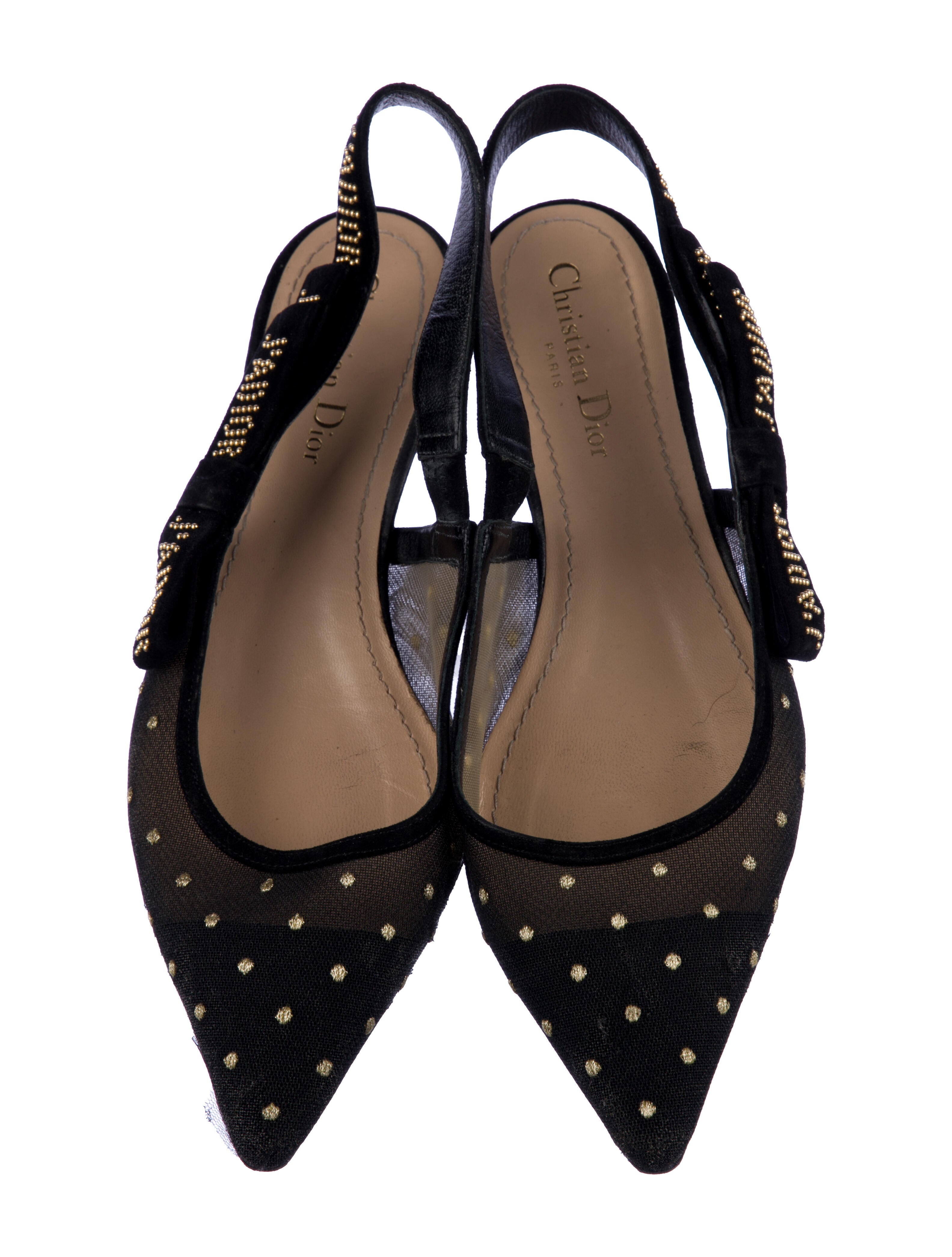 Christian Dior Mesh Graphic Print Slingback Flats