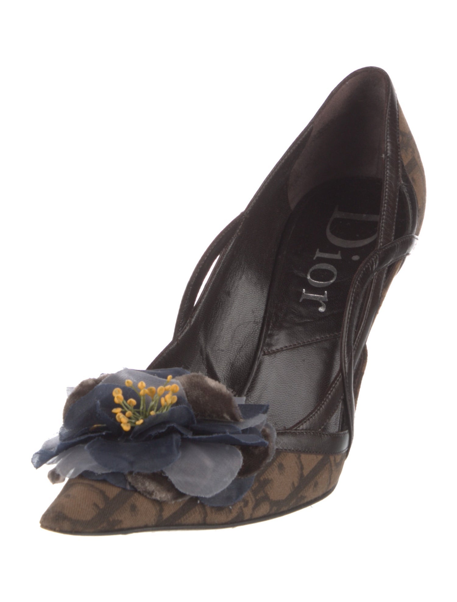 Christian Dior Diorissimo Pattern Canvas Pumps