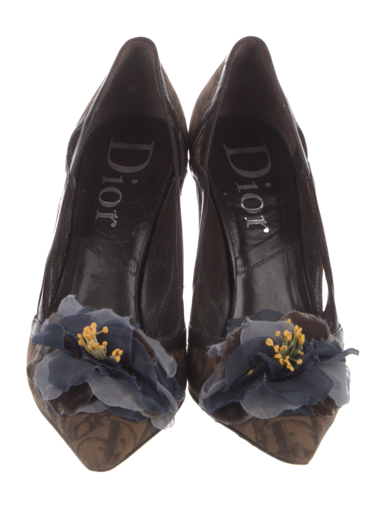 Christian Dior Diorissimo Pattern Canvas Pumps