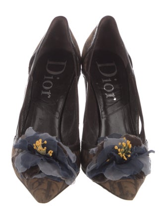 Christian Dior Diorissimo Pattern Canvas Pumps