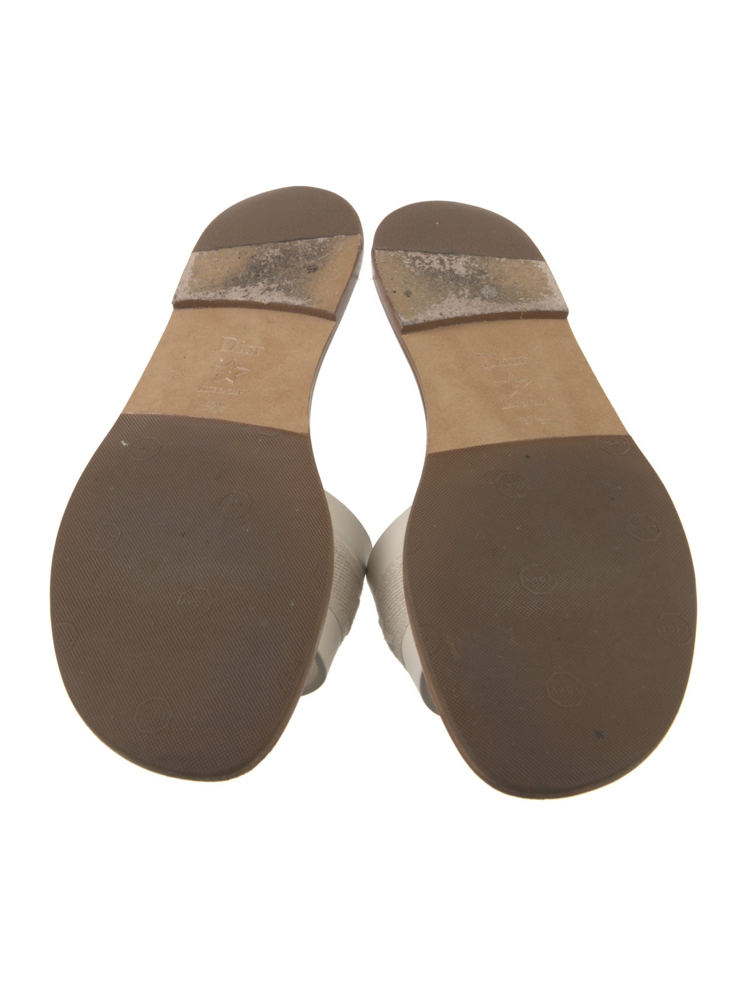 Christian Dior Leather Embroidered Accent Slides