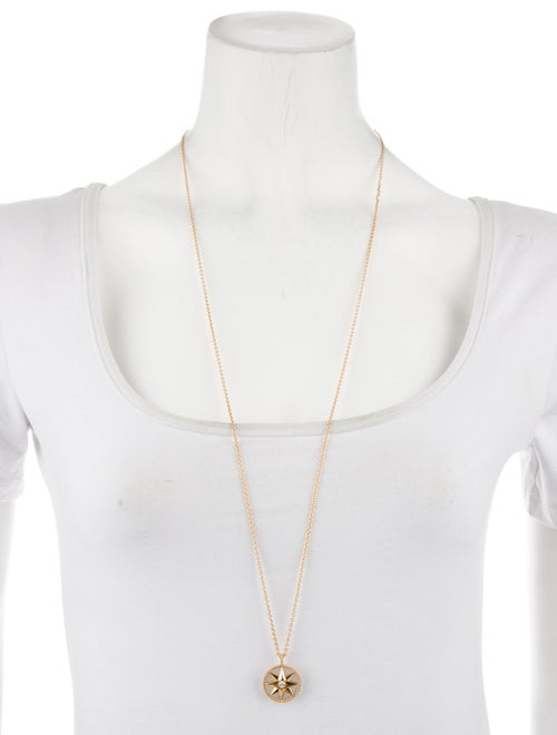 Christian Dior 18K Mother of Pearl & Diamond Medium Rose des Vents Medallion Necklace