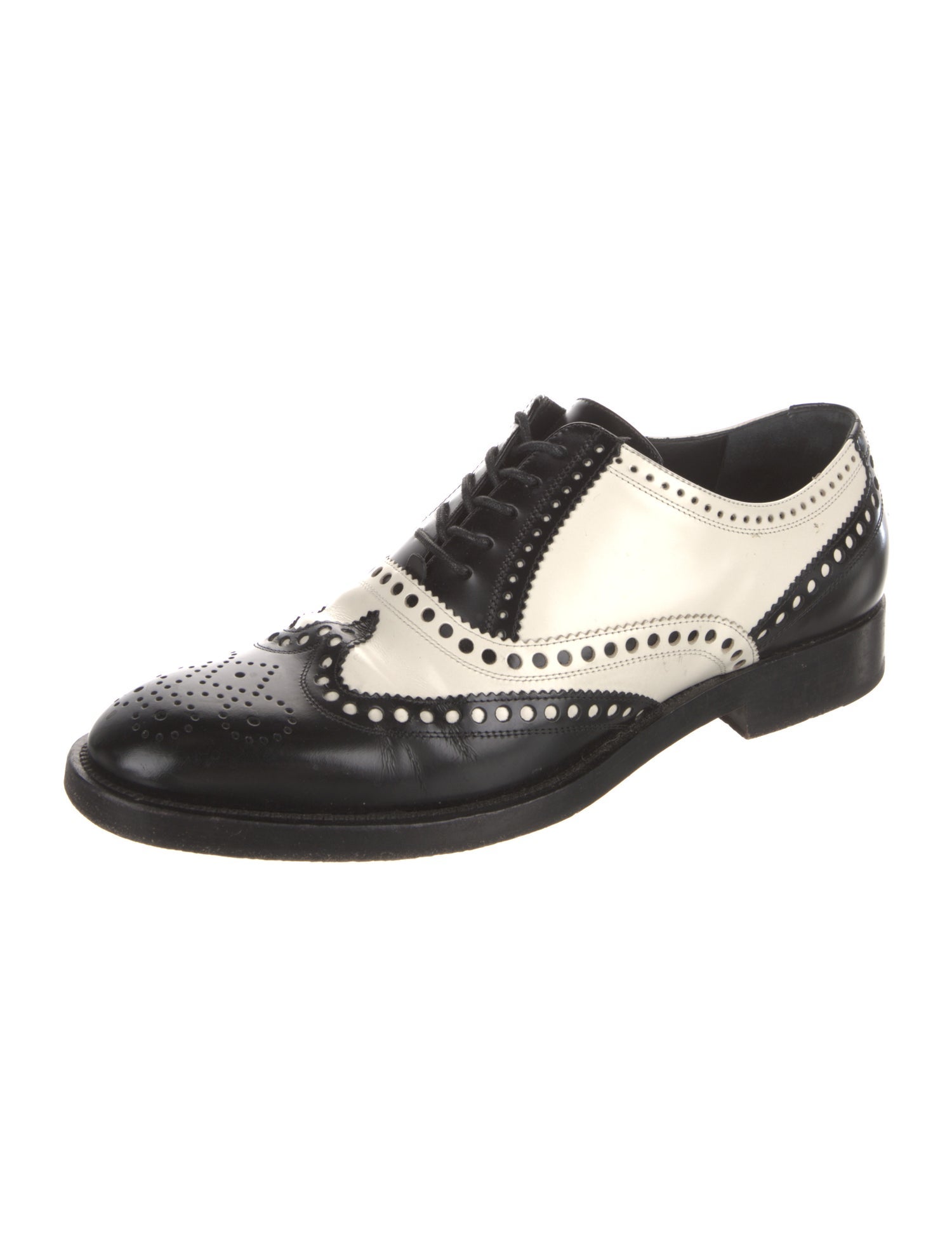 Christian Dior Leather Scalloped Accent Oxfords
