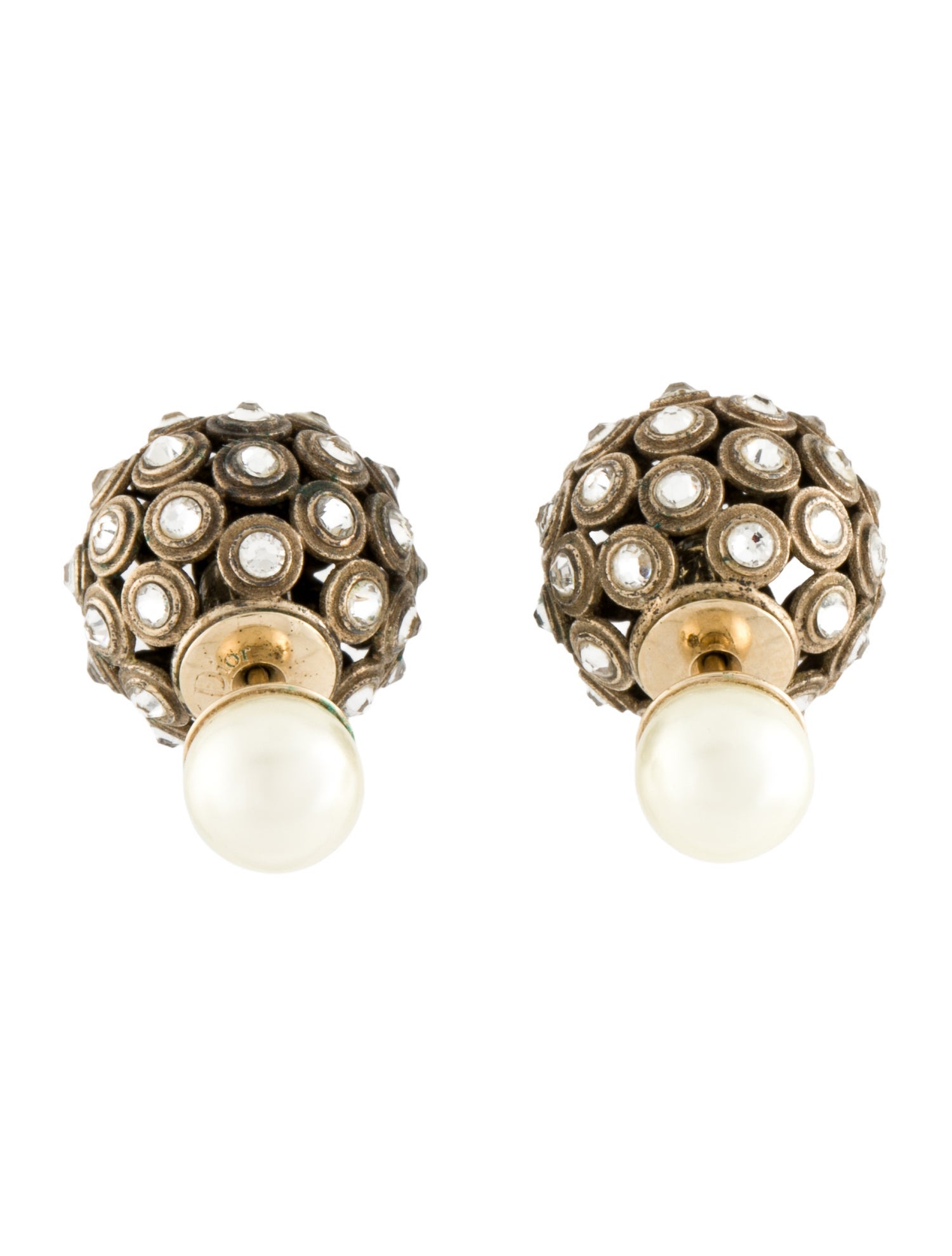 Christian Dior Crystal Tribales Stud Earrings