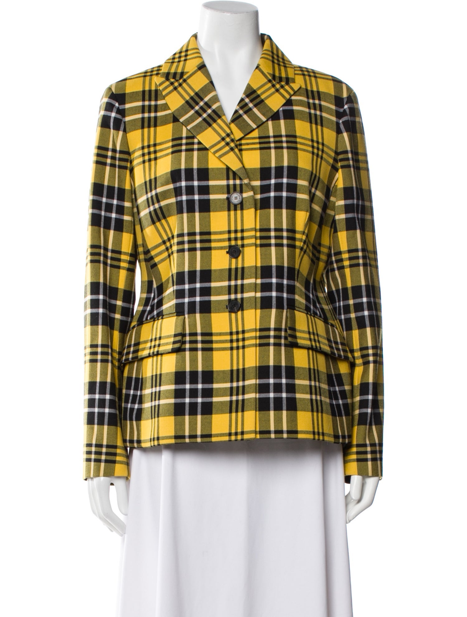Christian Dior Virgin Wool Plaid Print Blazer
