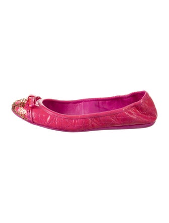 Christian Dior Leather Whipstitch Trim Ballet Flats