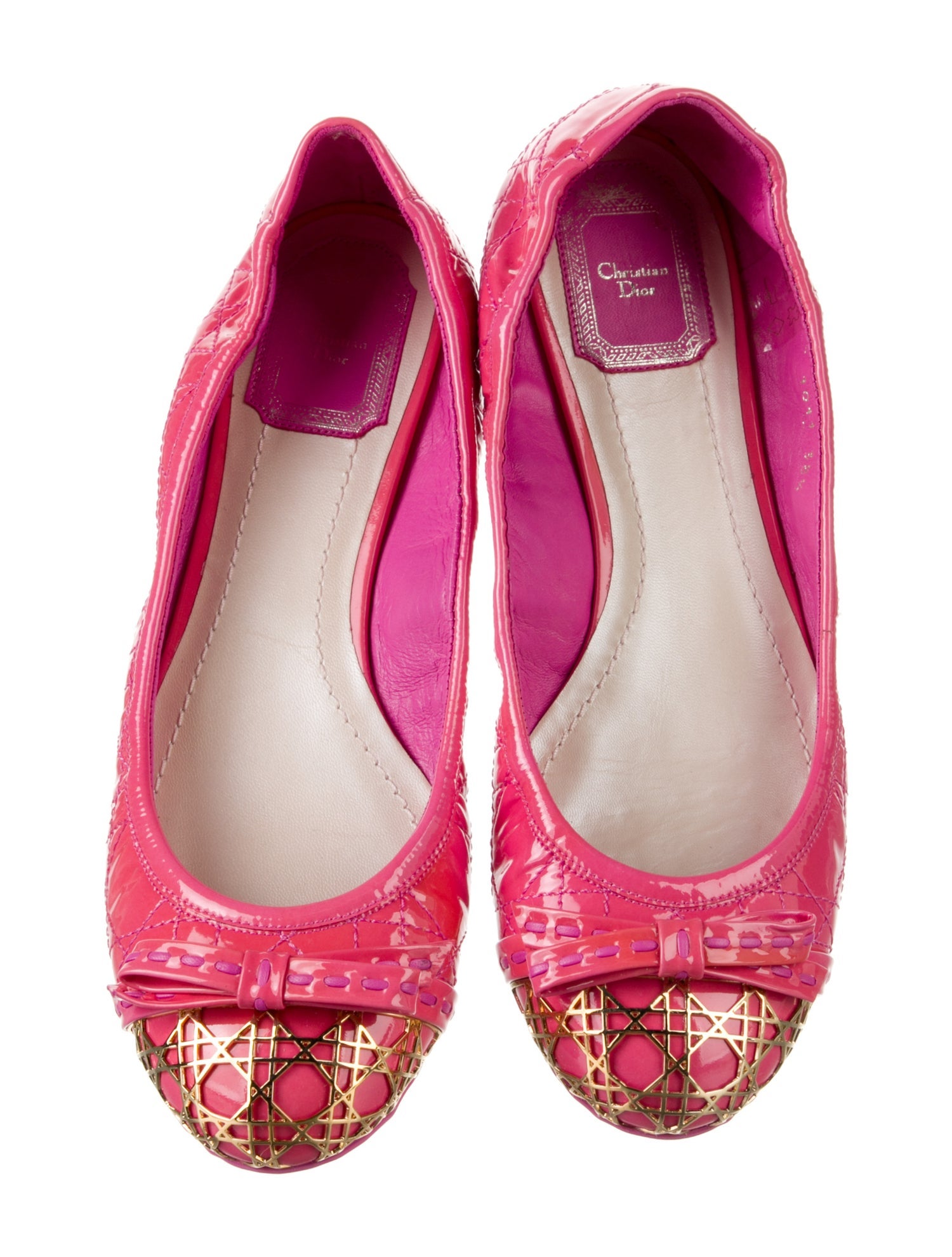 Christian Dior Leather Whipstitch Trim Ballet Flats