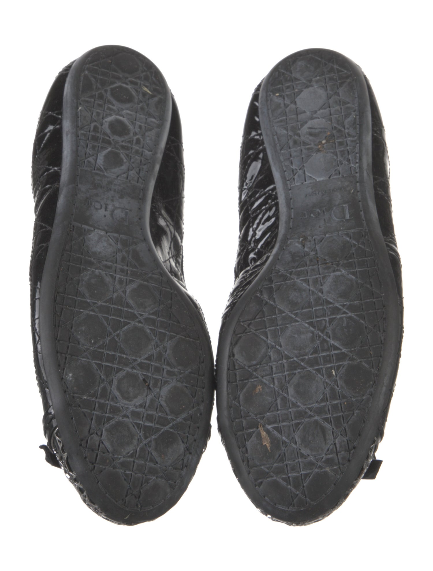 Christian Dior Cannage Pattern Patent Leather Ballet Flats