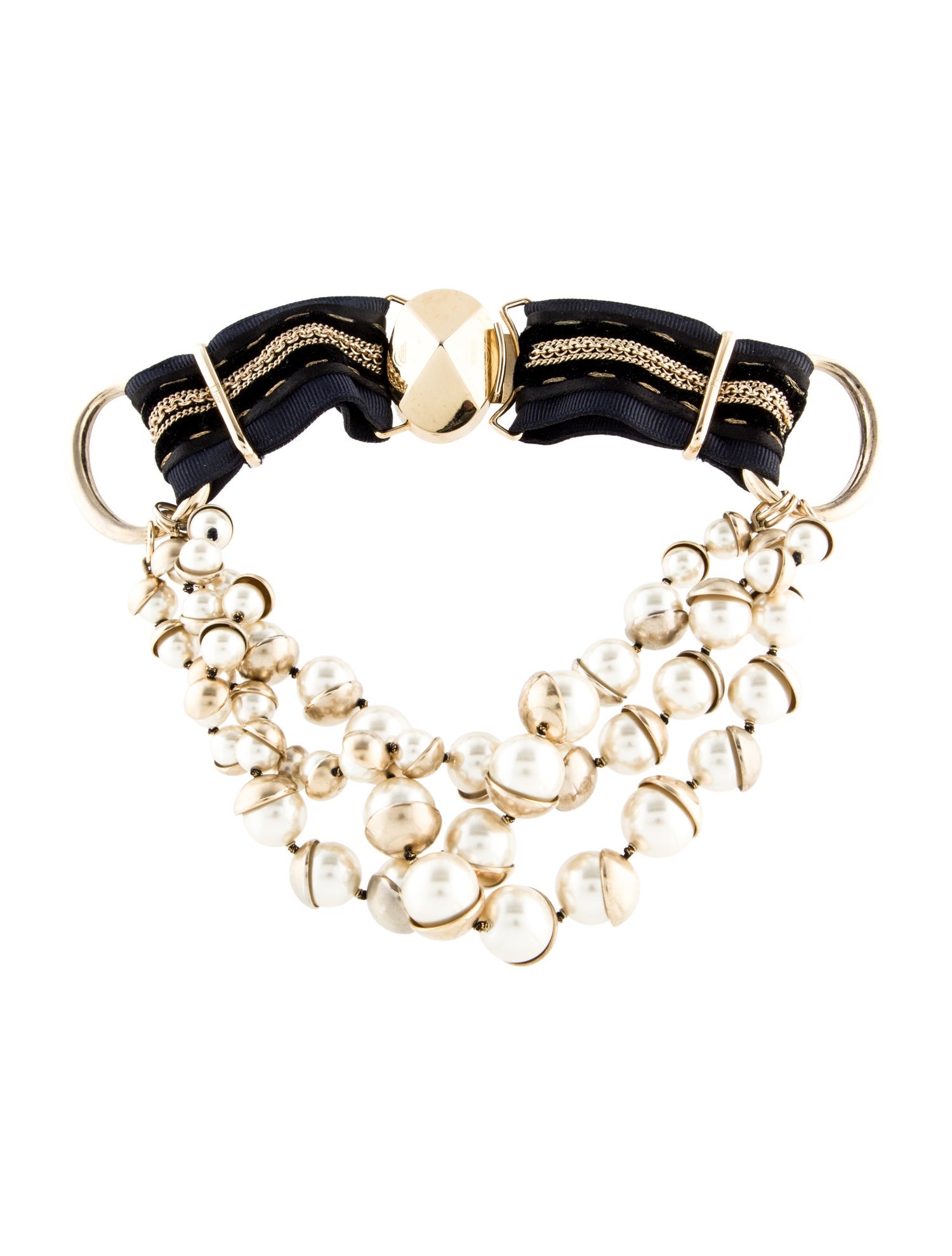 Christian Dior Faux Pearl Mise en Dior Multi-strand Collar Necklace