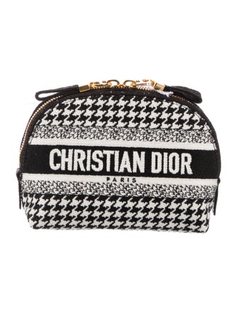 Christian Dior black pattern print cosmetic bag w/Tags
