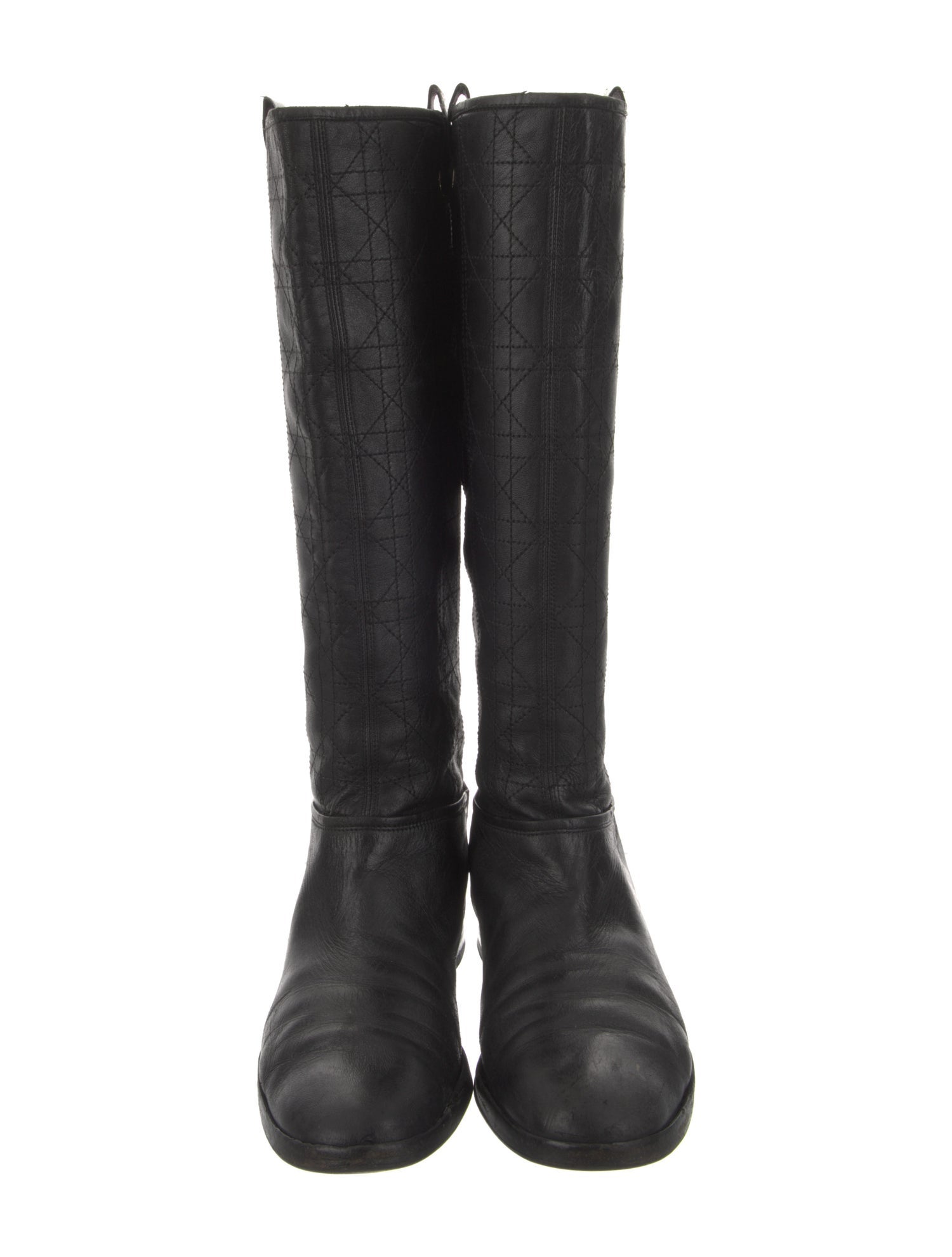 Christian Dior Cannage Pattern Leather Riding Boots
