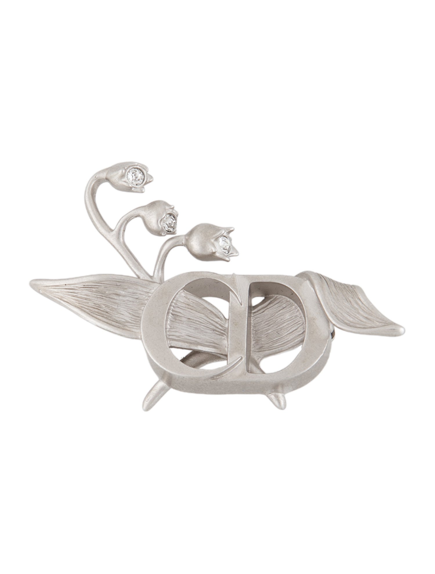 Christian Dior Crystal CD Floral Pin Brooch